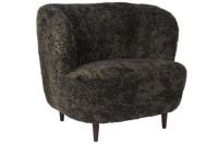 Billede af GUBI Stay Lounge Chair Fully Upholstered SH: 40 cm - Espresso/Smoked Oak