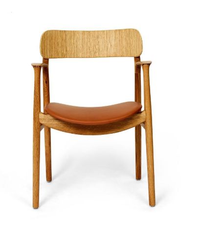 Bent Hansen Asger Stol M. Polstring H: 80 cm - Eg, Olieret  / Nuss Ranchero læder