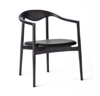 Billede af Brdr. Krüger Jari Dining Chair SH: 46 cm - Black Painted Ash / Black Leather