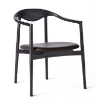 Billede af Brdr. Krüger Jari Dining Chair SH: 46 cm - Black Painted Ash / Cinnamon Leather