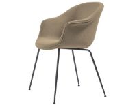 Billede af GUBI Bat Dining Chair Fully Upholstered Conic Base SH: 48 cm - Black Matt/Light Bouclé 003
