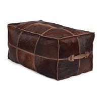 Billede af Natures Collection Premium Quality Calf Leather Pouf With Handle 82x48 cm - Brown