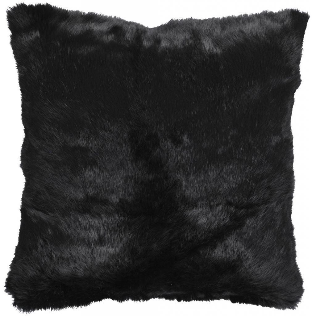 Billede af Natures Collection Rabbit Fur Cushion 40x40 cm - Black 