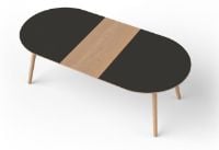Billede af VIA Copenhagen Eat Oval Spisebord m. 1 tillægsplade 160x100 cm - Hvidolieret Eg/Sort Linoleum