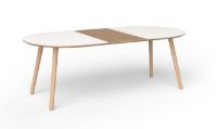 Billede af VIA Copenhagen Eat Oval Spisebord m. 1 tillægsplade 160x100 cm - Hvidolieret Eg/Hvid Laminat