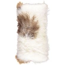 Billede af Natures Collection Cushion of Tibetan Sheepskin 28x56 cm - White/Brown Mix
