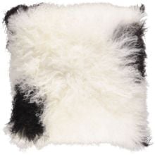 Billede af Natures Collection Cushion of Tibetan Sheepskin 40x40 cm - White/Black Mix
