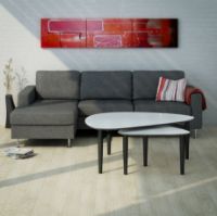 Billede af Thomsen Furniture Katrine Sofabord Trekant Lille 42x67x45 cm - Stenlook Beige/Sortlakeret Eg