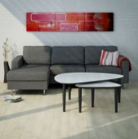 Billede af Thomsen Furniture Katrine Sofabord Trekant Lille 42x67x45 cm - Stenlook Mørkgrå/Sort Eg