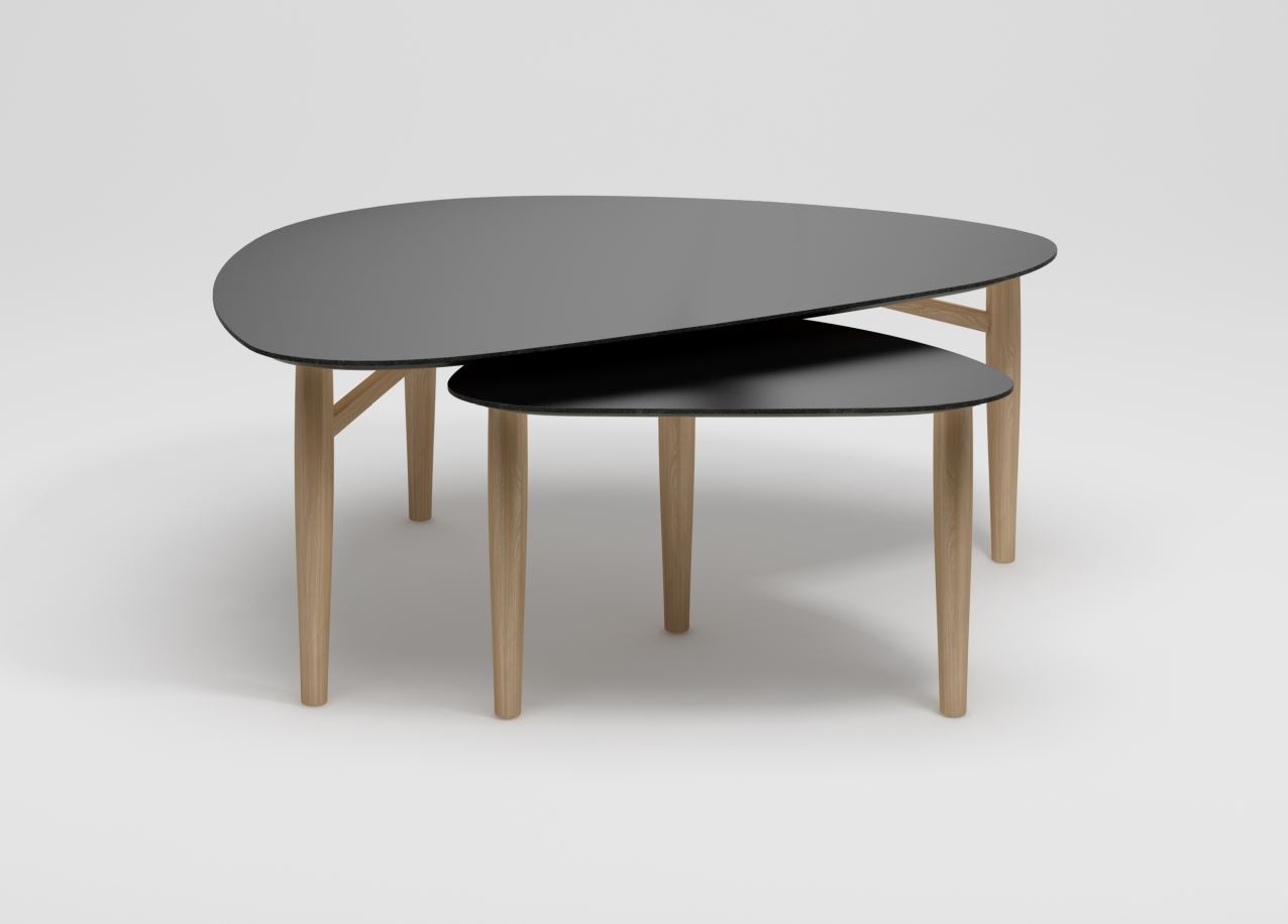 Thomsen Furniture Sofabord Trekant Lille 42x67x45 cm - Stenlook Mørkgrå/Børstet Stål