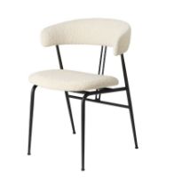 Billede af GUBI Violin Dining Chair Upholstered Bouclé SH: 45 cm - Black Matt / 001 