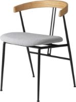 Billede af GUBI Violin Dining Chair Upholstered Seat New Wool SH: 45 cm - Oiled Oak / Grey 