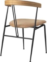 Billede af GUBI Violin Dining Chair Upholstered Seat Dunes Leather SH: 45 cm - Oiled Oak / Camel 