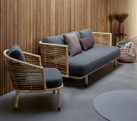 Billede af Cane-line Indoor Sense 3 Pers. Sofa L: 222 cm - Natural Rattan/Taupe 