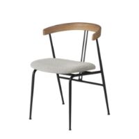 Billede af GUBI Violin Dining Chair Upholstered Seat Bouclé SH: 45 cm - Oiled Oak / 004 
