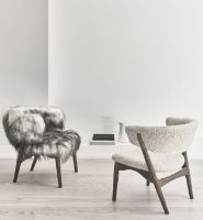 Billede af Sibast Furniture No 7 Lounge Chair Full Upholstered SH: 35 cm - Dark Oiled Oak / Long Sheepskin