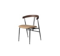 Billede af GUBI Violin Dining Chair Fully Upholstered SH: 45 cm - Dunes Camel Leather/Black Matt Base