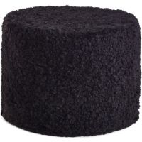 Billede af Natures Collection New Zealand Sheepskin Round Pouf Short Wool Curly Ø: 41 cm - Black 