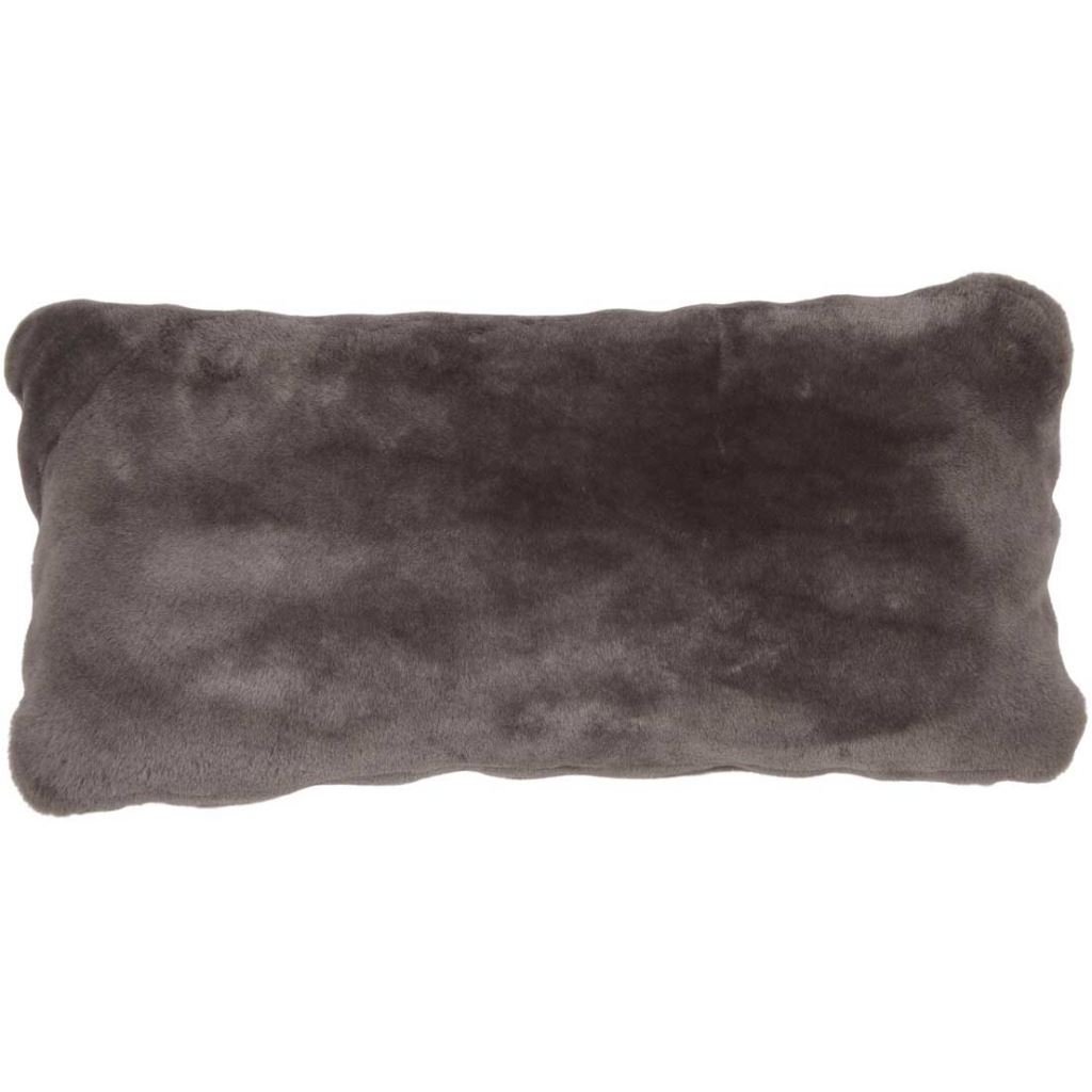 Billede af Natures Collection Moccasin New Zealand Sheepskin Cushion 28x56 cm - Dark Grey