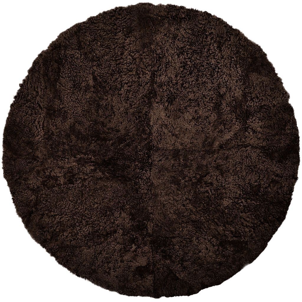 Billede af Natures Collection Design Rug of Premium Quality Sheepskin Round Short Wool Curly Ø140 cm - Cappuccino