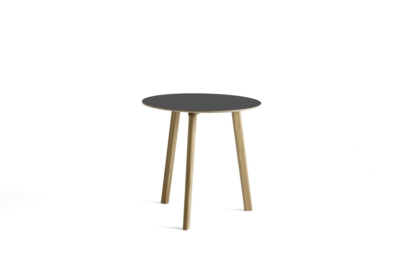 Billede af HAY CPH Deux 220 Table Ø: 75 cm - Lacquered Solid Oak/Stone Grey Laminate