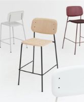 Billede af HAY Soft Edge 90 Bar Stool High w. Seat Upholstery SH: 75 cm - Remix 373/Fall Red Stained/Fall Red Powder Coated Steel