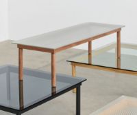 Billede af HAY Kofi Table 140x50 cm - Solid Walnut / Clear Reeded Glass 
