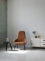 Billede af Normann Copenhagen Era Lounge Chair High Steel SH: 40 cm - Ultra Leather / Black 41599