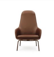 Billede af Normann Copenhagen Era Lounge Chair High Walnut SH: 40 cm - Ultra Leather / Cognac 41598