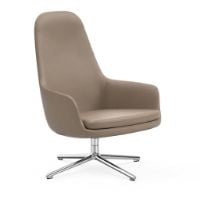 Billede af Normann Copenhagen Era Lounge Chair High Swivel Alu SH: 40 cm - Ultra Leather / Earth 41584