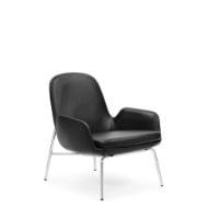 Billede af Normann Copenhagen Era Lounge Chair Low Chrome SH: 40 cm - Ultra Leather / Black 41599