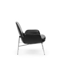 Billede af Normann Copenhagen Era Lounge Chair Low Chrome SH: 40 cm - Ultra Leather / Black 41599