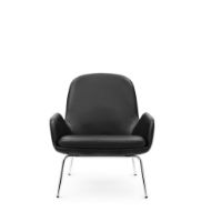 Billede af Normann Copenhagen Era Lounge Chair Low Chrome SH: 40 cm - Ultra Leather / Black 41599