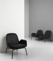 Billede af Normann Copenhagen Era Lounge Chair Low Chrome SH: 40 cm - Ultra Leather / Black 41599