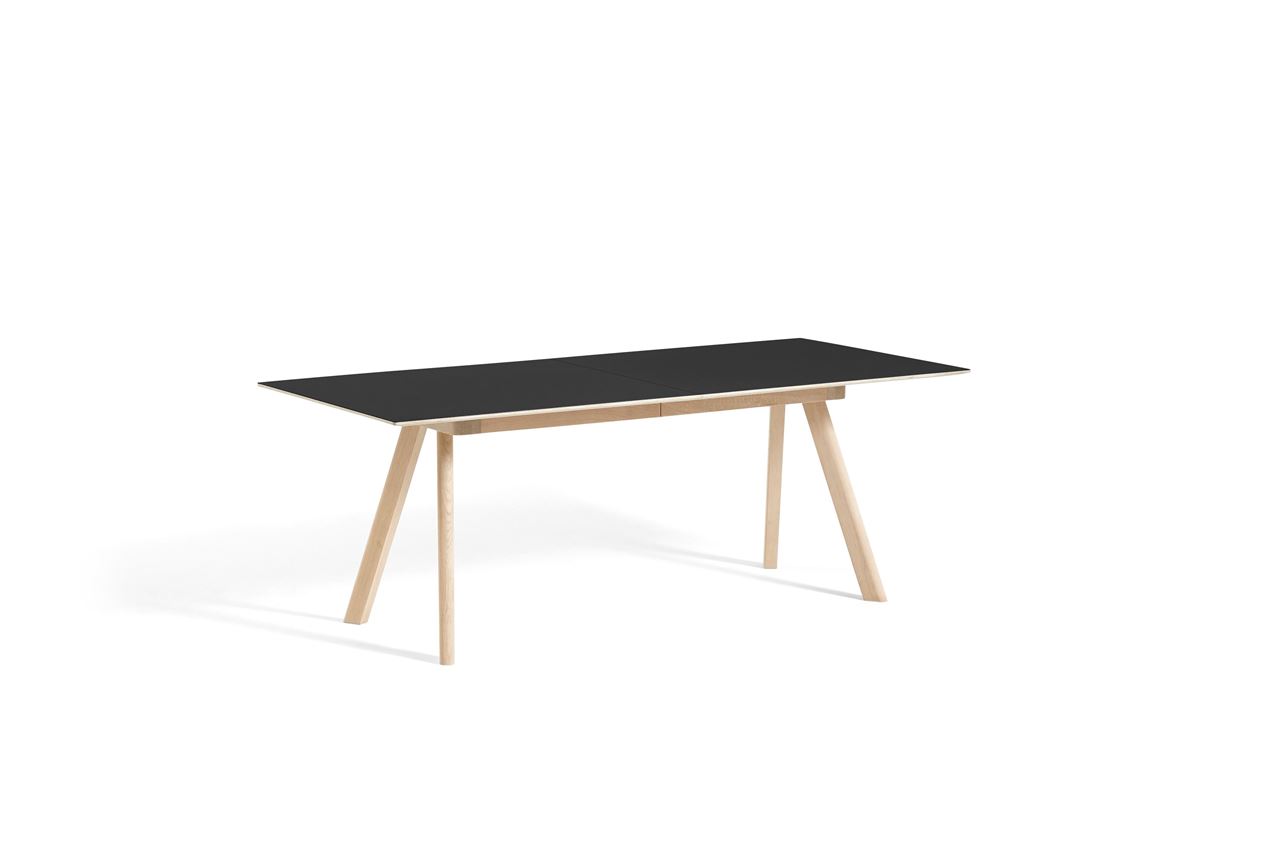 Billede af HAY CPH 30 Extendable Table 200/400x90x74 cm - Soaped Solid Oak/Black Linoleum
