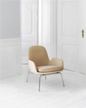 Billede af Normann Copenhagen Era Lounge Chair Low Chrome SH: 40 cm - Ultra Leather / Honey 41572
