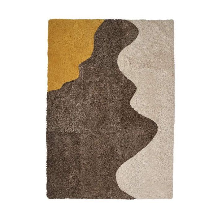Billede af Natures Collection New Zealand Sheepskin River Design Rug 170x240 cm - Yellow/Cappuccino/Pearl
