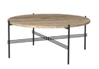 Billede af GUBI TS Coffee Table Ø: 80 cm - Black Base / Warm Taupe Travertine