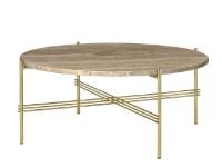 Billede af GUBI TS Coffee Table Ø: 80 cm - Brass Base / Warm Taupe Travertine