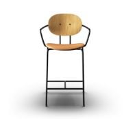 Billede af Sibast Furniture Piet Hein Bar Chair w. Armrest SH: 65 cm - Oil Oak/Dunes Cognac