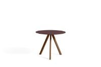 Billede af HAY CPH 20 Round Table Ø: 90 cm - Lacquered Solid Walnut/Burgundy Linoleum