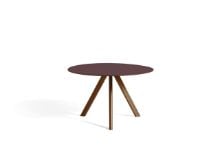 Billede af HAY CPH 20 Round Table Ø: 120 cm - Lacquered Solid Walnut/Burgundy Linoleum