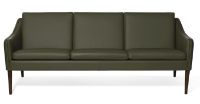 Billede af Warm Nordic Mr. Olsen 3 Seater Sofa L: 200 cm - Walnut/PIckle Green Leather 