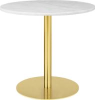 Billede af GUBI 1.0 Dining Table Ø: 80 cm - White Carrara Marble/Brass Base