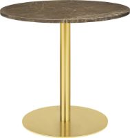 Billede af GUBI 1.0 Dining Table Ø: 80 cm - Brown Emperador Marble/Brass Base