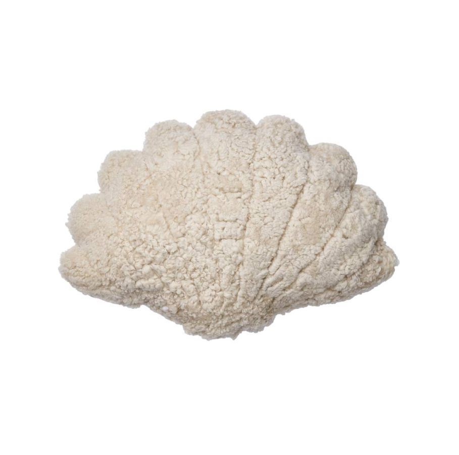 Billede af Natures Collection Shell Cushion of New Zealand Sheepskin Short Wool Medium 42x58 cm - Pearl OUTLET