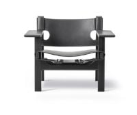 Billede af Fredericia Furniture 2226 Den Spanske Stol af Børge Mogensen SH: 33 cm - Sort Læder/Sortlakeret Eg