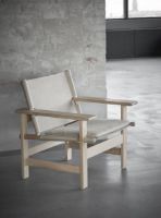 Billede af Fredericia Furniture 2031 The Canvas Chair af Børge Mogensen SH: 41,5 cm - Natur Canvas/Lys Olieret Eg