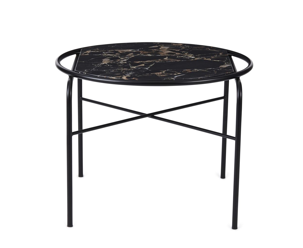 Billede af Warm Nordic Secant Table Round Ø: 60 cm - Black Gold Marble/Soft Black 