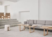 Billede af Fredericia Furniture 5367 BM67 Sofabord 140x55 cm - Sæbebehandlet Eg/Messing